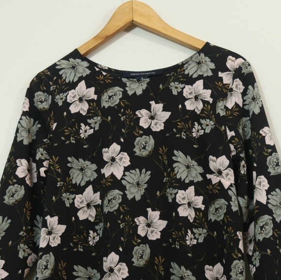 French Connection Mixed Media Floral Print Top - Picture 2 of 8